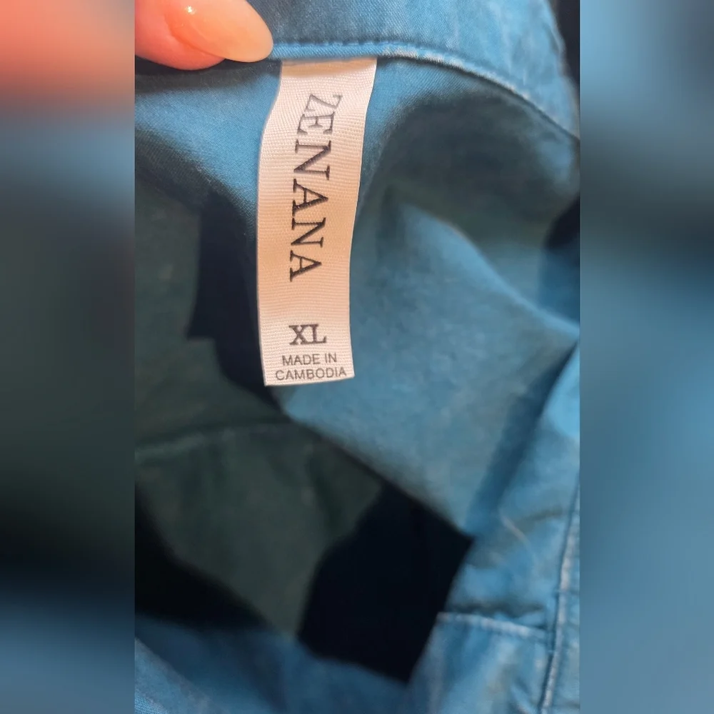 Zenana XL Blue Mineral Button-Up Jacket EUC PTP 26 Length 27 - Picture 6 of 6